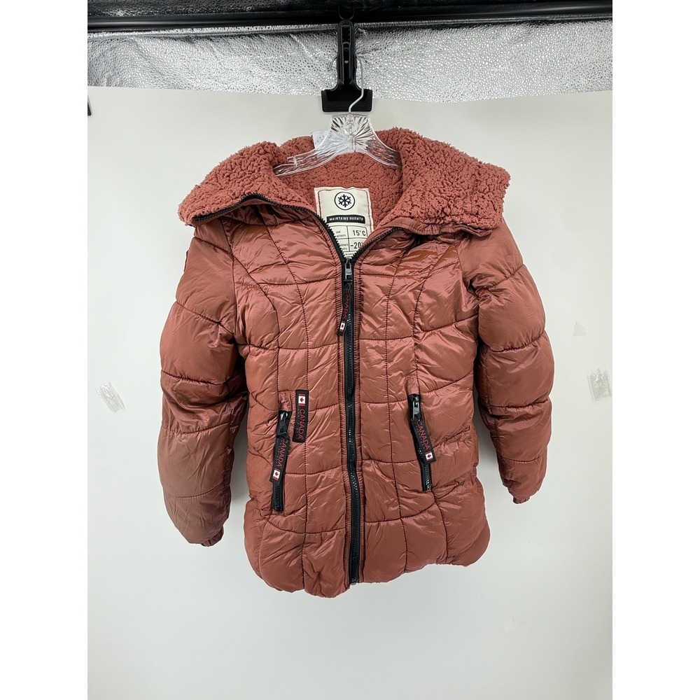 Canada Weathergear Sherpa Lined Zip Jacket w/ Hood Terracotta Girls Size L 14/16